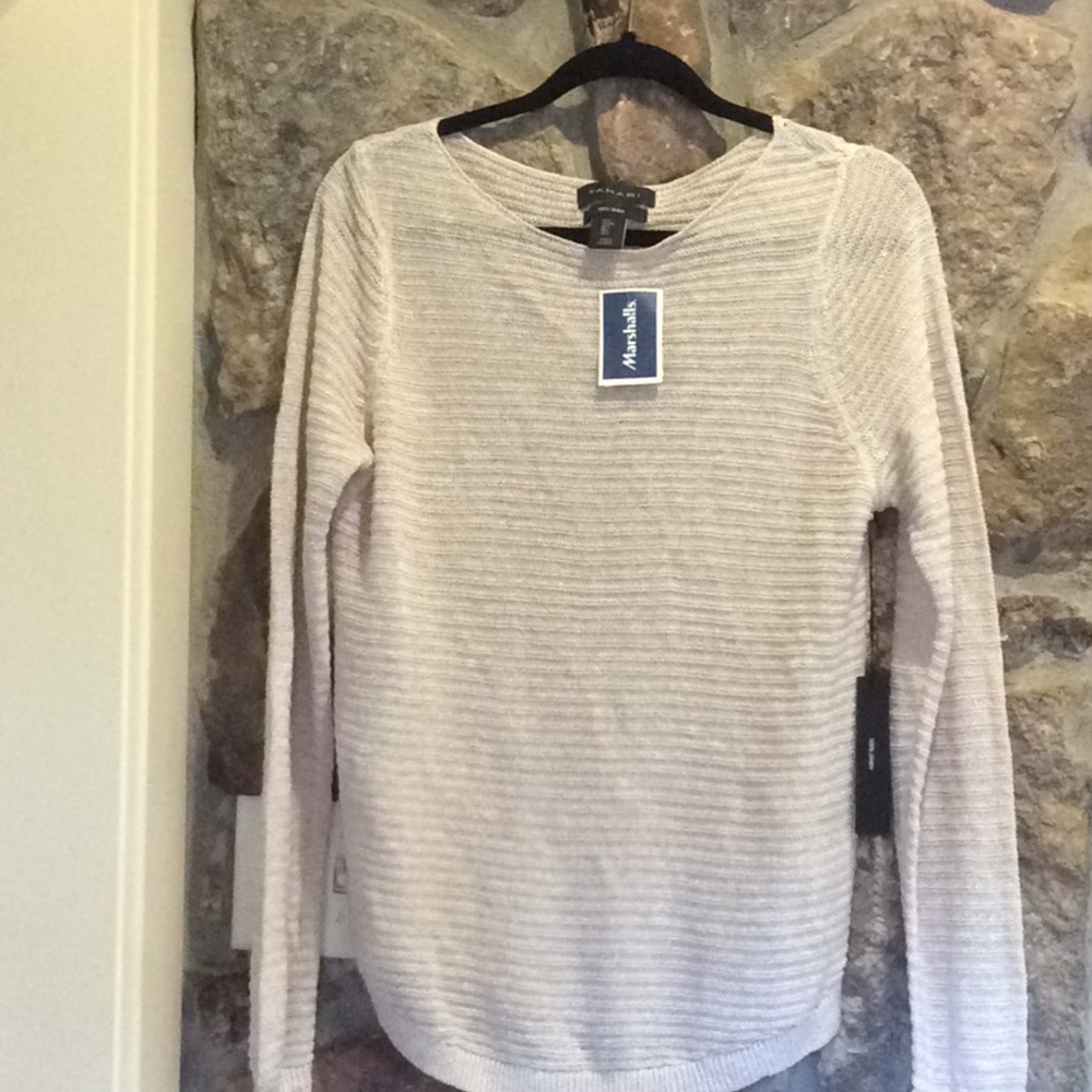 Tahari 100% Linen Beige Sweater